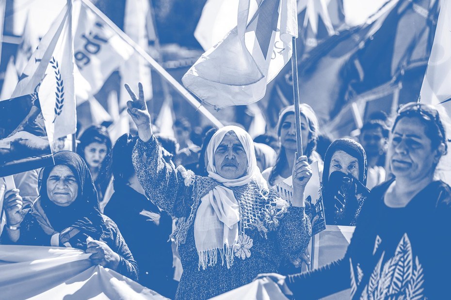 Demonstration gegen türkische Angriffe in Nordsyrien: Qamishli, Oktober 2020
