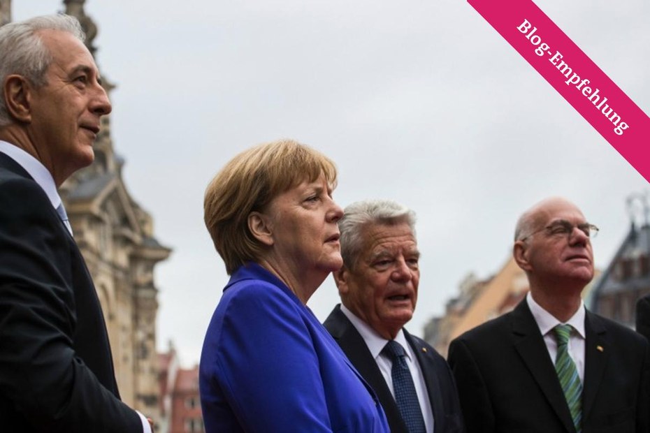 Da geht noch was: Tillich, Merkel, Gauck und Lammert (v.l.n.r.) am Tag der Deutschen Einheit