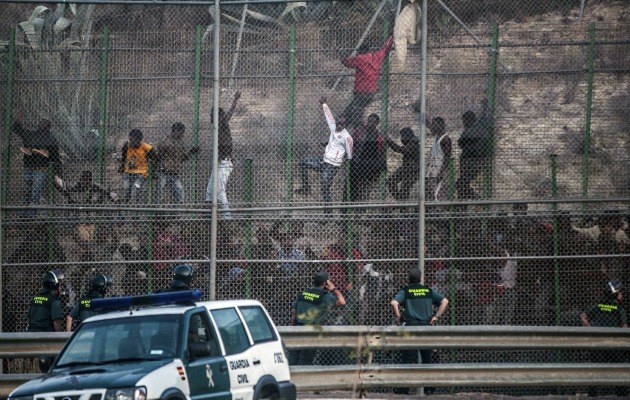 Melilla an der spanisch-marokkanischen Grenze am 18. Juni 2014