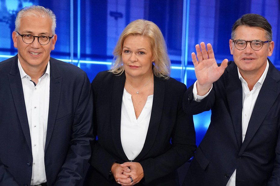 Die CDU in Hessen (Boris Rhein, rechts) will nun mit der SPD (Nancy Faeser) koalieren und nicht mehr mit den Grünen (Tarek Al-Wazir)