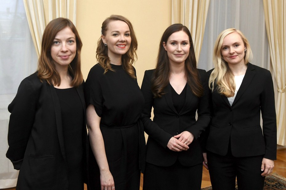 Bildungsministerin Li Andersson, Finanzministerin Katri Kulmuni, Premierministerin Sanna Marin und Innenministerin Maria Ohisalo