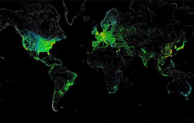 Verteilung der IP-Adressen weltweit 