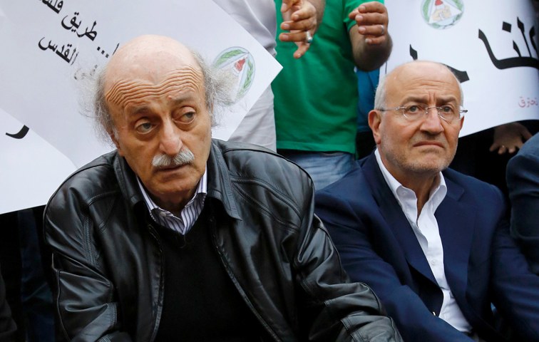 Drusenführer Walid Dschumblat (links) bei einem Friedensmeeting in Beirut