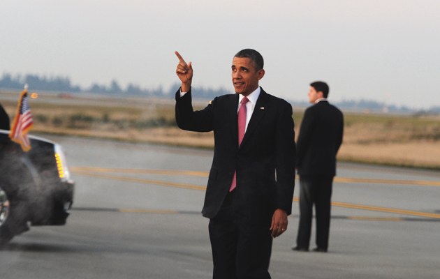 Barack Obama am Flughafen von Seattle