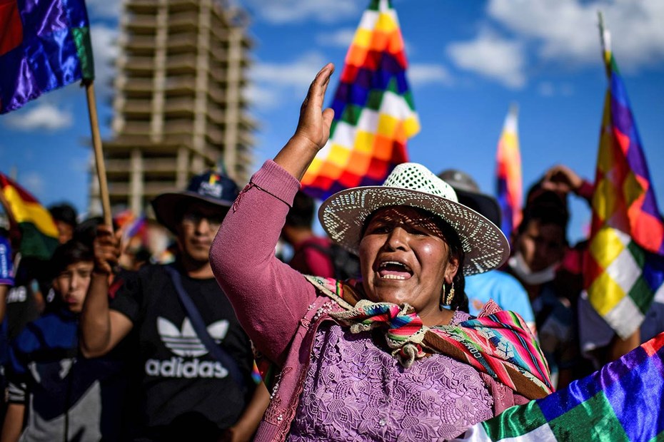 Unterstützer von Evo Morales bei einer Demonstration in Bolivien Mitte November
