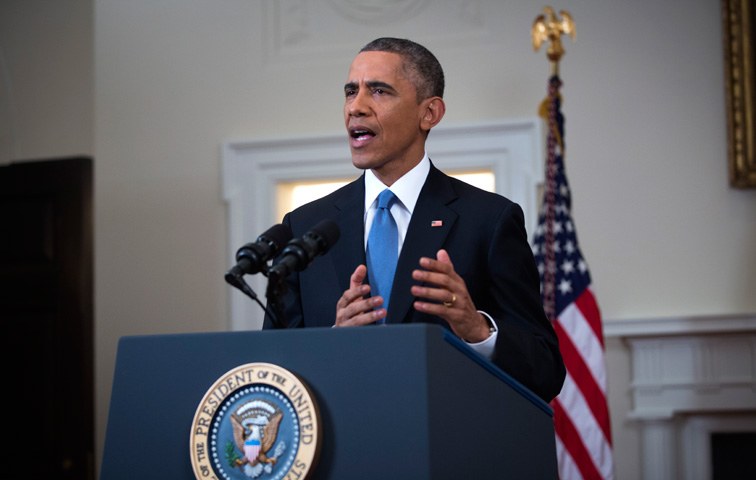 Obama während seiner Erklärung im Weißen Haus