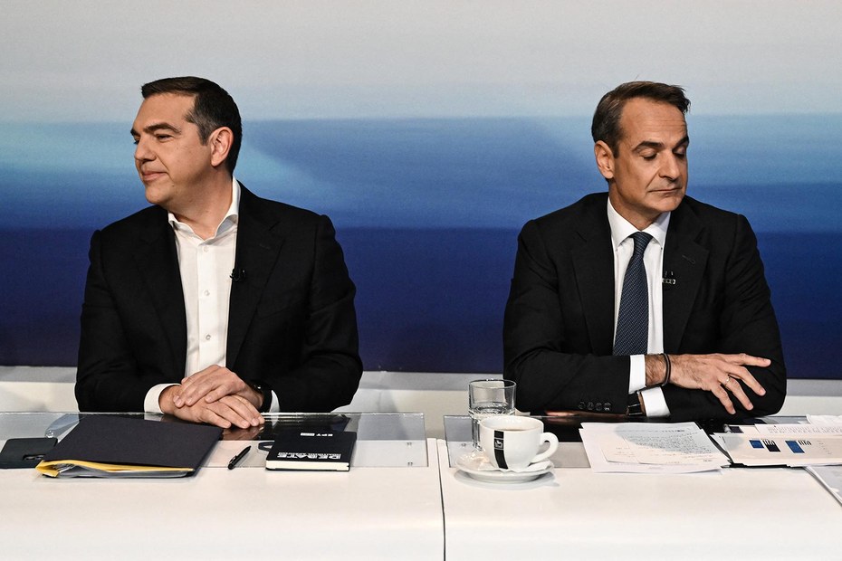 Alexis Tsipras (links) und seine mitte-links Partei Syriza haben die Wahl in Griechenland klar gegen Kyriakos Mitsotakis' (rechts) Nea Demokratia verloren