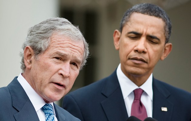 Bush und Obama bei einem Treffen im Weißen Haus Ende Januar 2010 