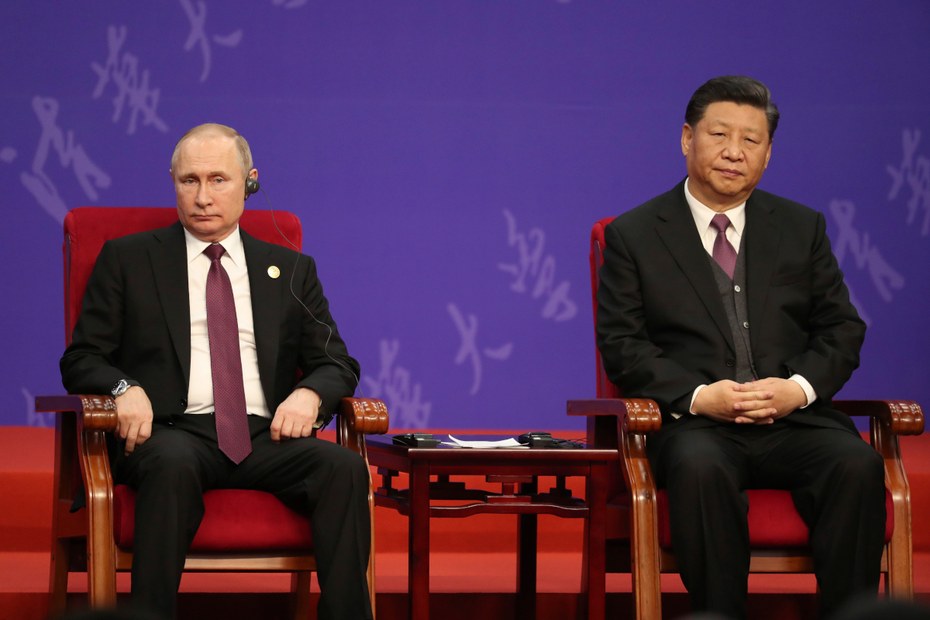 Der russische Präsident Wladimir Putin und der chinesische Staatschef Xi Jinping bei einer Zusammenkunft in Peking 2019