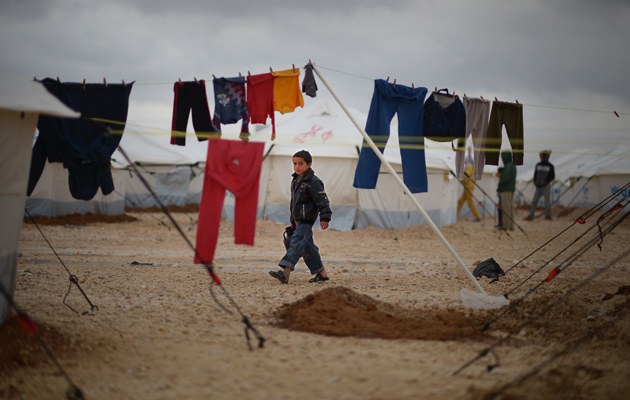 Syrische Flüchtlinge in einem Lager auf jordanischem Boden