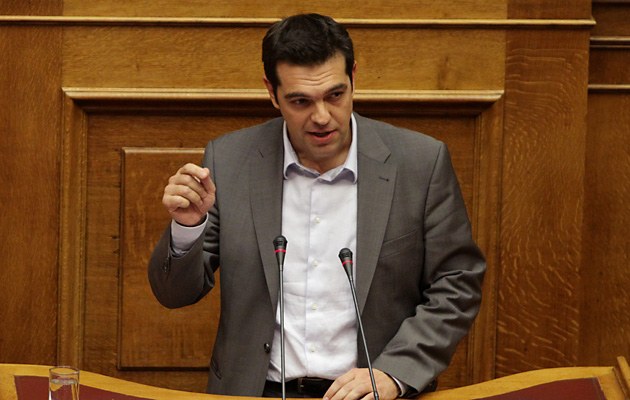 Syriza-Chef Alexis Tsipras während der Spardebatte vor dem Parlament