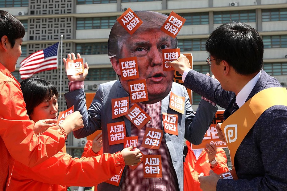 Auch in Südkorea protestiert man gegen Donald Trumps Absage des Gipfels
