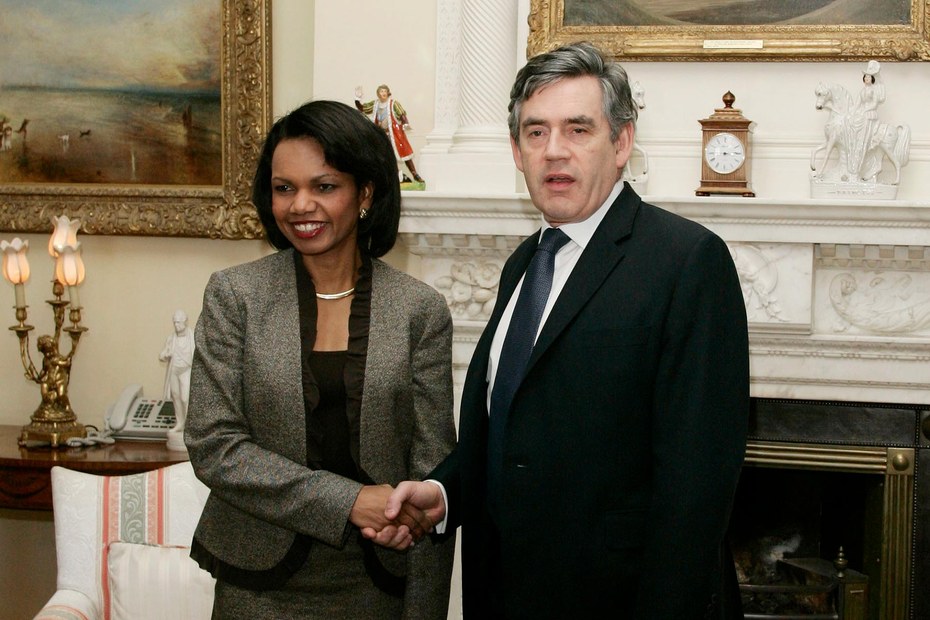 Condoleezza Rice und Gordon Brown 2008 in London