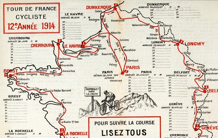 Der Tour-Verlauf im Sommer 1914