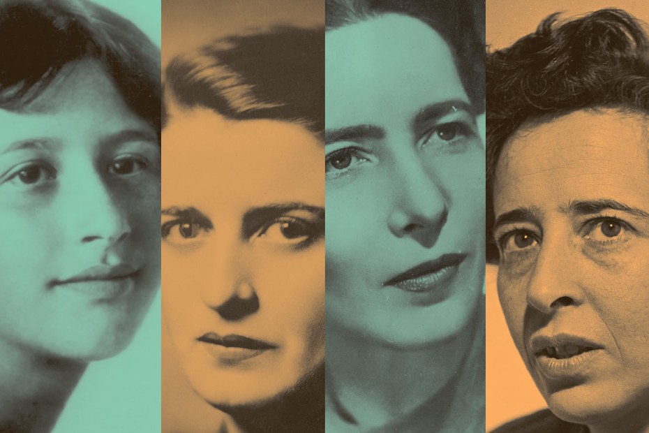 Philosophinnen (v. l.): Simone Weil, Ayn Rand, Simone de Beauvoir, Hannah Arendt