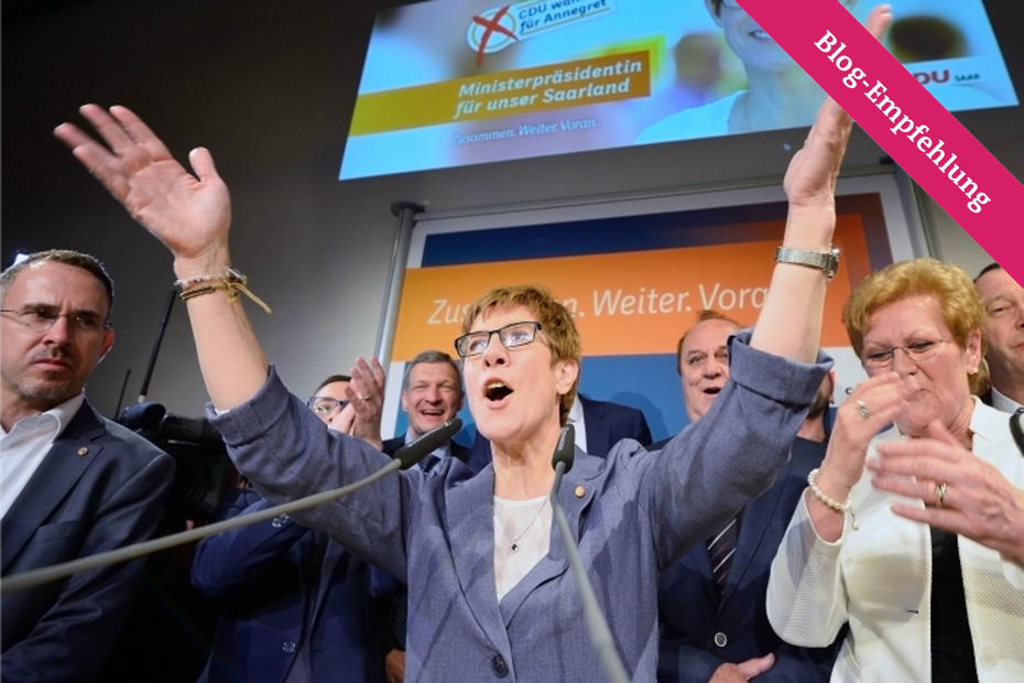 Annegret Kramp-Karrenbauer feiert den CDU-Wahlsieg im Saarland
