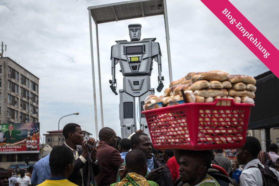 Mit dem Verkehr in Kinshasa muss sich ab jetzt ein Roboter rumschlagen