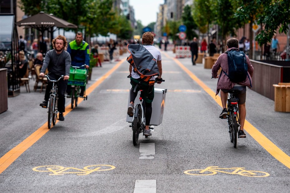 Wie es sein könnte: Temporärer Fahrradweg in Berlin-Mitte