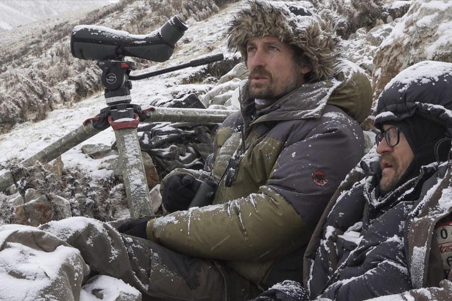 Sylvain Tesson (Autor des Buchs „Der Schneeleopard“) und Vincent Munier (Regie, Kamera, Buch, Idee).